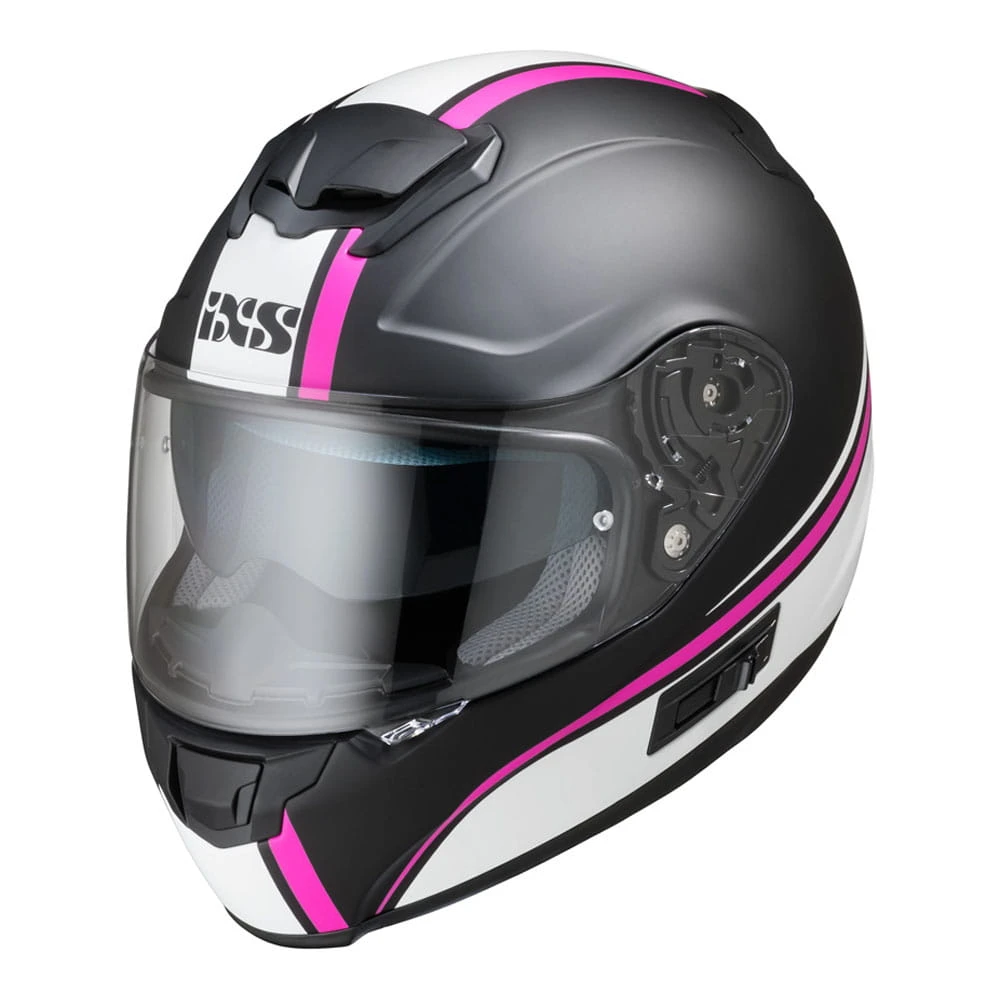 IXS 215 2.1 Motorhelm Mat Zwart Wit Roze 1 IXS 215 2.1 Motorhelm Mat Zwart Wit Roze